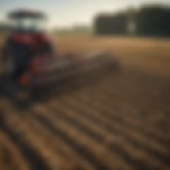 An agricultural field being efficiently managed using solo comb blades.