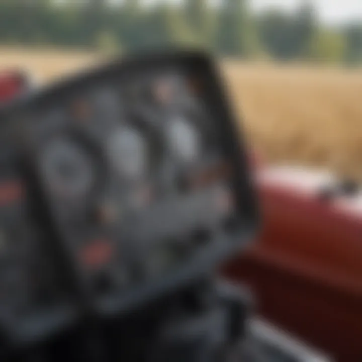 Close-up of tractor controls highlighting technological advancements