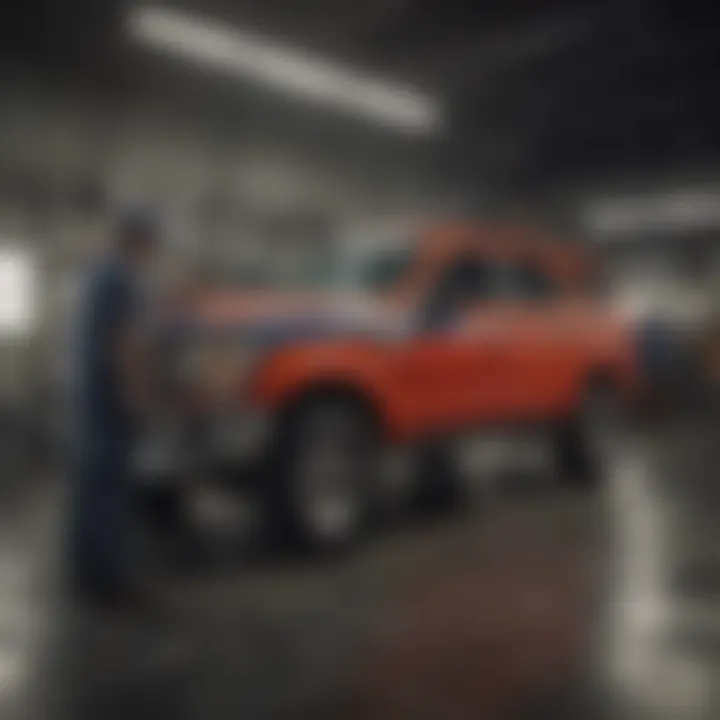 Service technicians working on a vehicle