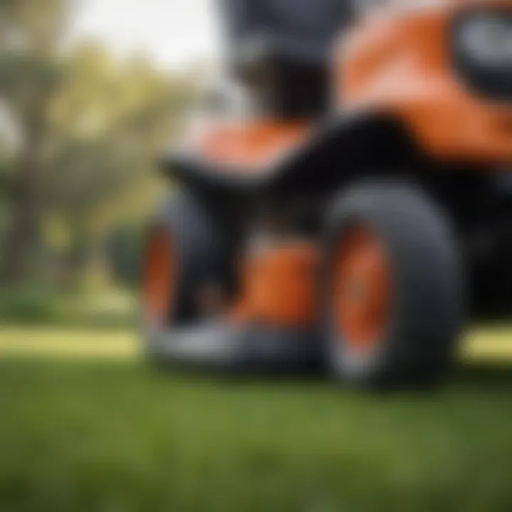 Close-up of battery technology in a lawn mower