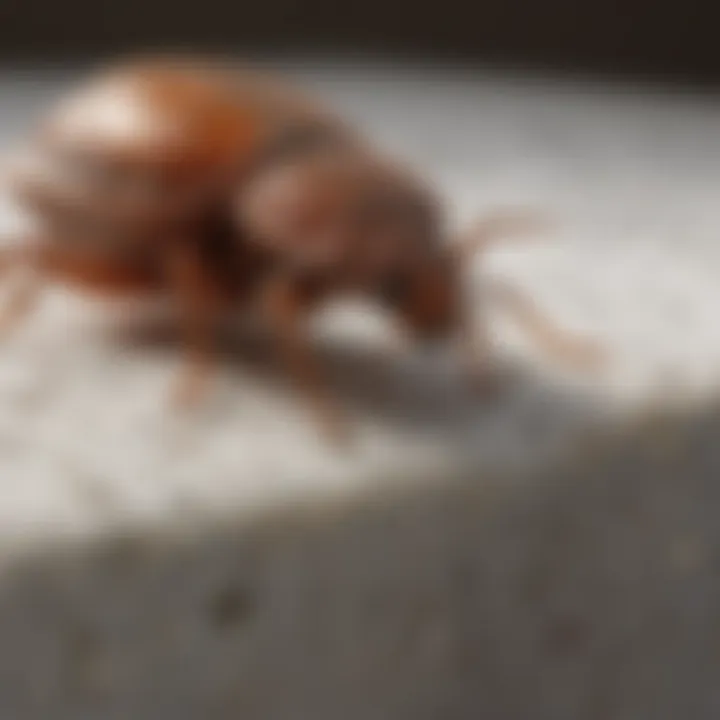 Illustration of bed bugs on a mattress with silica beads applied