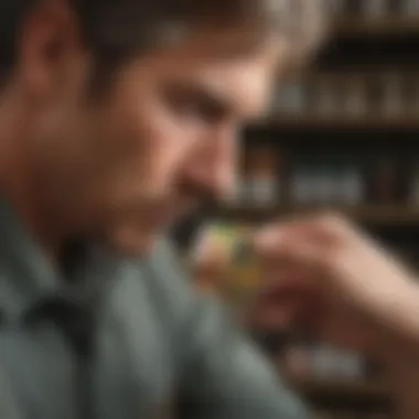 Horse owner examining supplement labels for senior horses