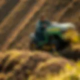 A powerful lawn tractor navigating a steep hill