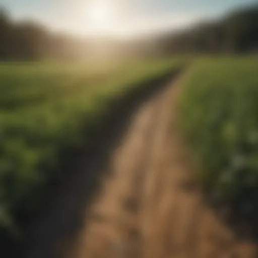 Lush coastal farmland with diverse crops thriving under sunlight