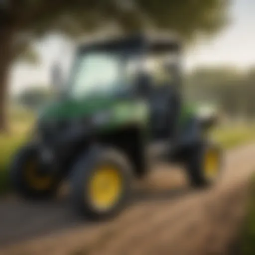 Detailed view of John Deere Gator fender design showcasing durability and style