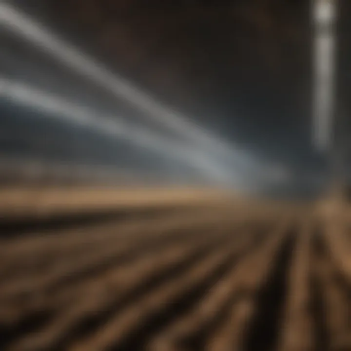 Visual representation of arena lights in an agricultural setting