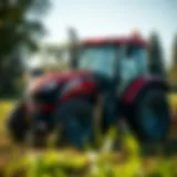 A powerful tractor suited for grass cutting in a lush landscape