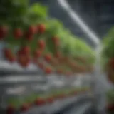 Hydroponic strawberry setup showcasing a range of systems