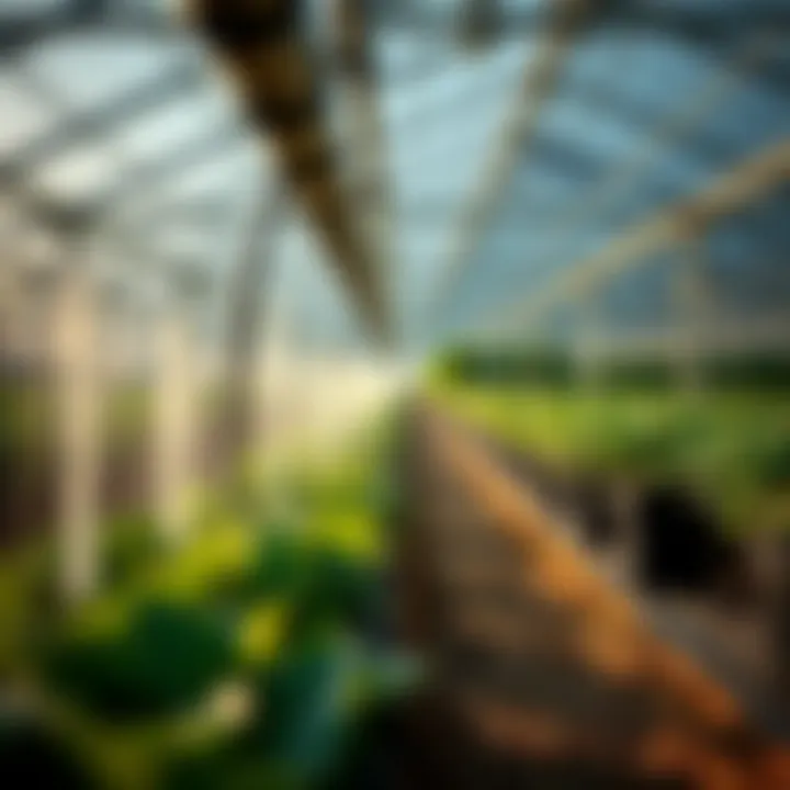 Efficient irrigation system in use within a greenhouse setting