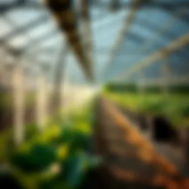 Efficient Irrigation Solutions Efficient irrigation system in use within a greenhouse setting