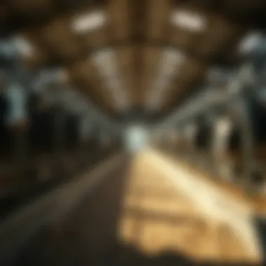 Cattle Feeding Barn Interior Layout Interior layout of a cattle feeding barn demonstrating feeding stations