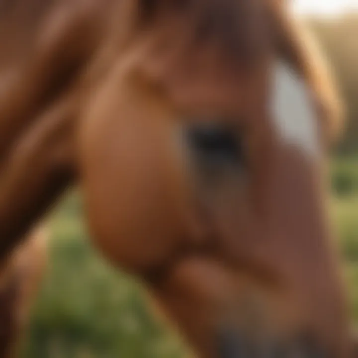 A healthy horse grazing peacefully, representing effective ulcer management