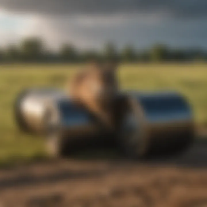 Coyote roller installation in a pasture