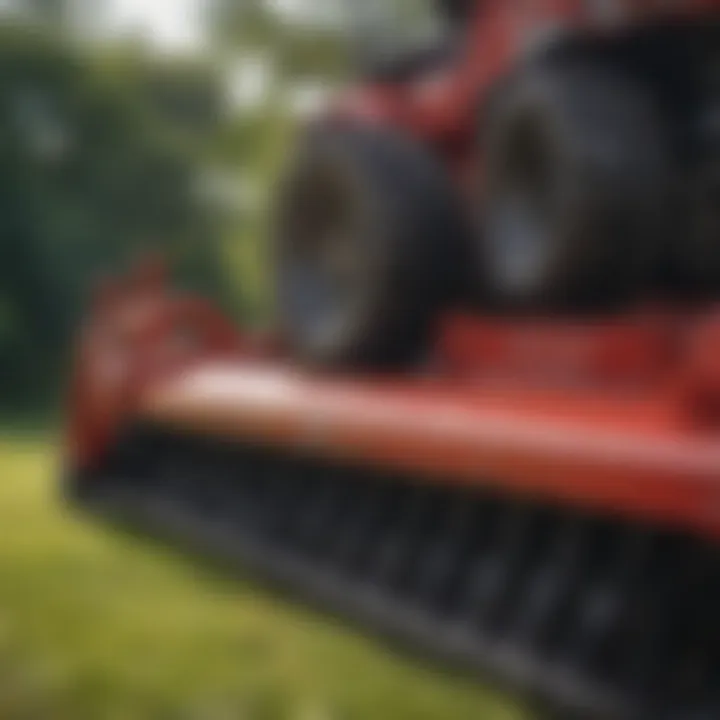 Close-up of the bagger attachment on a mower