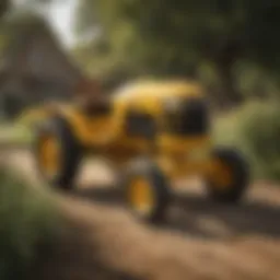 A vintage Cub Cadet International tractor in a picturesque farm setting