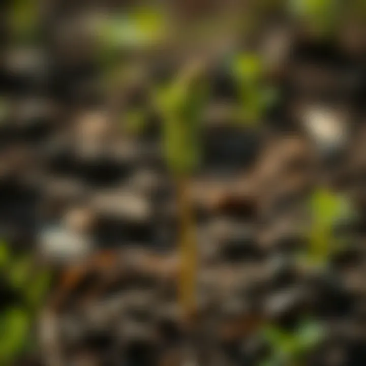 Emergence of a Cypress Seedling Cypress seedling emerging from soil, symbolizing growth