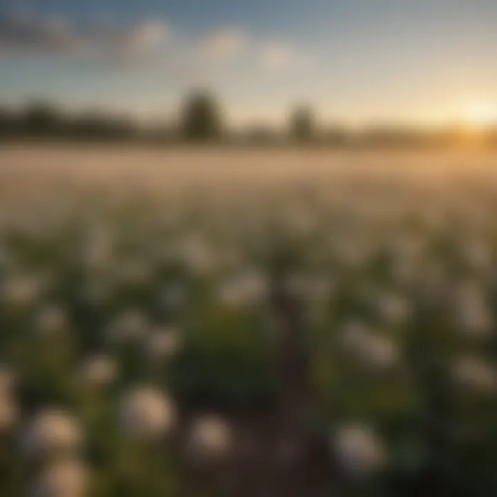 Buckwheat field in full bloom under sunny skies