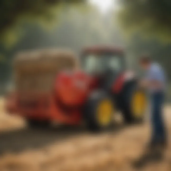 A farmer analyzing hay baler financing options