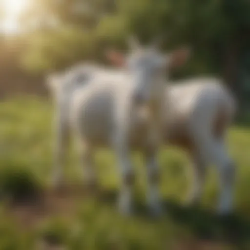 A healthy goat grazing in a lush pasture