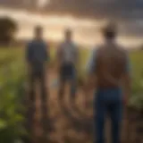 A diverse group of agricultural workers collaborating in a field.