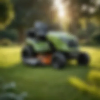 Electric Zero Turn Mower in Action Electric zero turn mower in action on a lush green lawn
