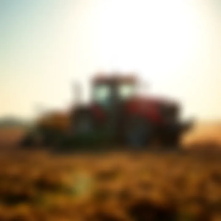 Plowing a Field with Precision Tractor plowing a field under the sun