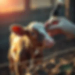 Newborn calf receiving vaccination