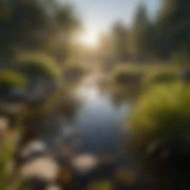 Natural Pond Habitat for Tadpoles A serene pond environment showcasing natural habitat for tadpoles