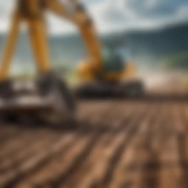 A steel track excavator performing agricultural tasks, illustrating its versatility in farming operations.