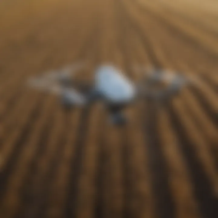 A drone surveying a vast agricultural field