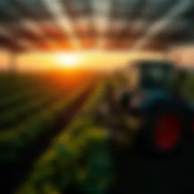 An overview of a vibrant agricultural landscape with modern techniques