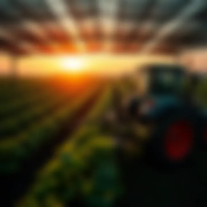 An overview of a vibrant agricultural landscape with modern techniques