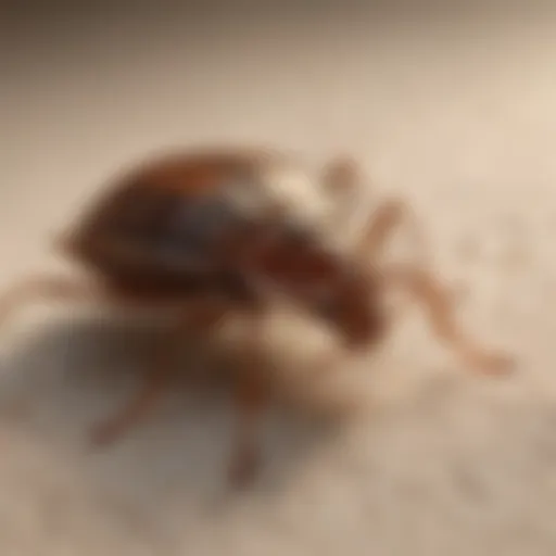 Detailed view of a bed bug on fabric