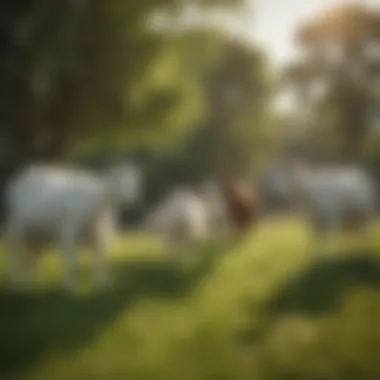 Goats grazing in a lush green field