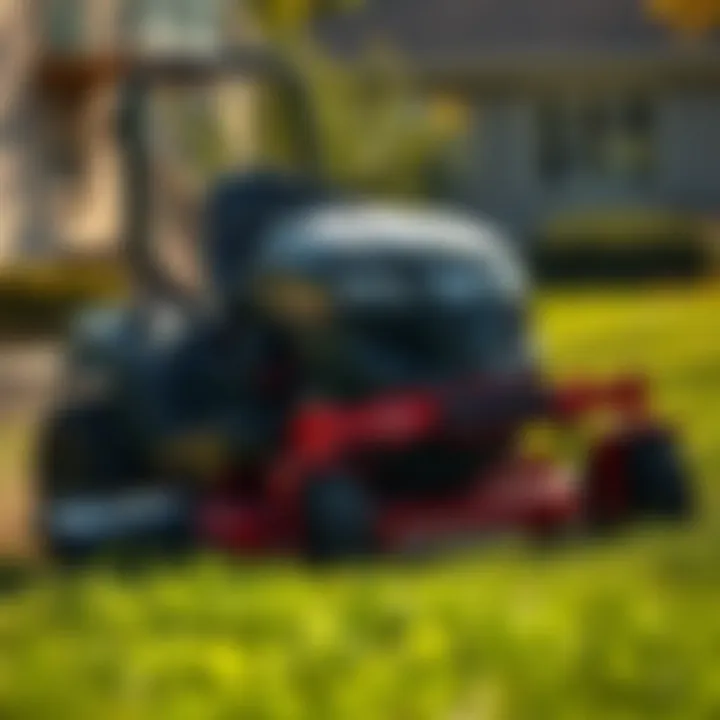 High-Performance Zero Turn Mower in Action High-performance zero turn mower in action on a lush lawn