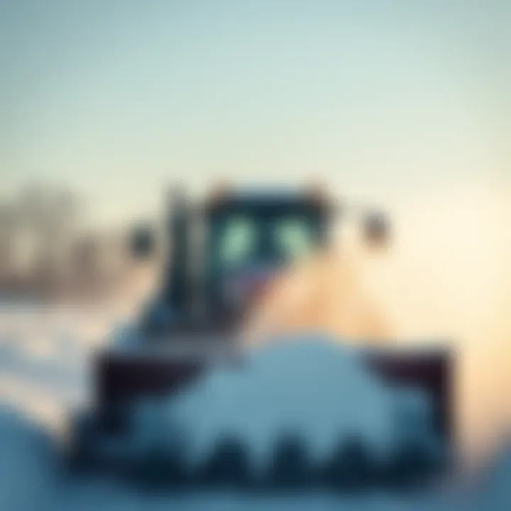 A snow blowing tractor operating efficiently on a farm during winter