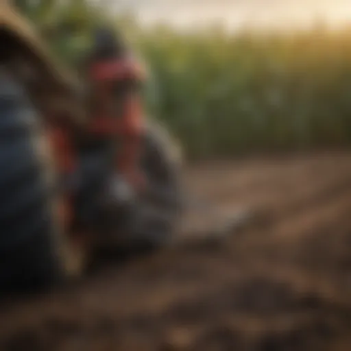 Close-up view of a corn planter's precision planting mechanism