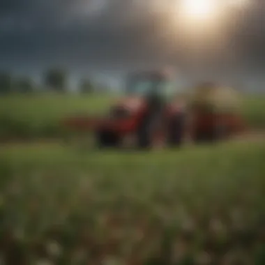 Maintenance check being performed on a corn planter