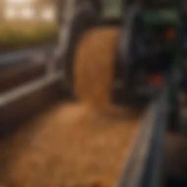 Detailed view of corn seeds being loaded into the planter