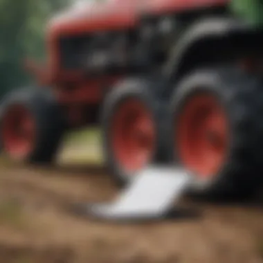 A maintenance checklist for maintaining tractor attachments displayed on a clipboard