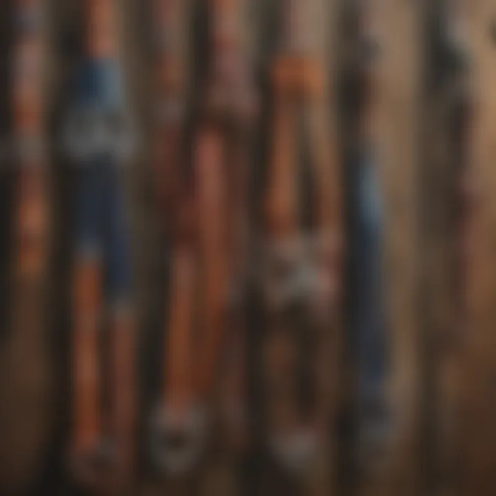 A collection of vibrant horse halters displayed on a rustic wooden fence.