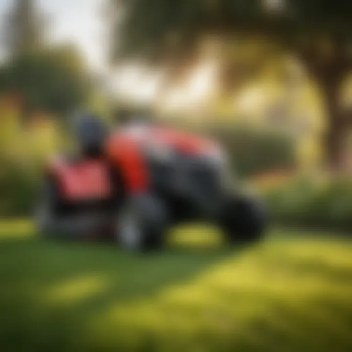 A well-maintained Honda lawn mower in a vibrant garden setting