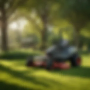 Electric ZTR Mower Efficiency on Lawns Electric ZTR mower in action on a lush green lawn