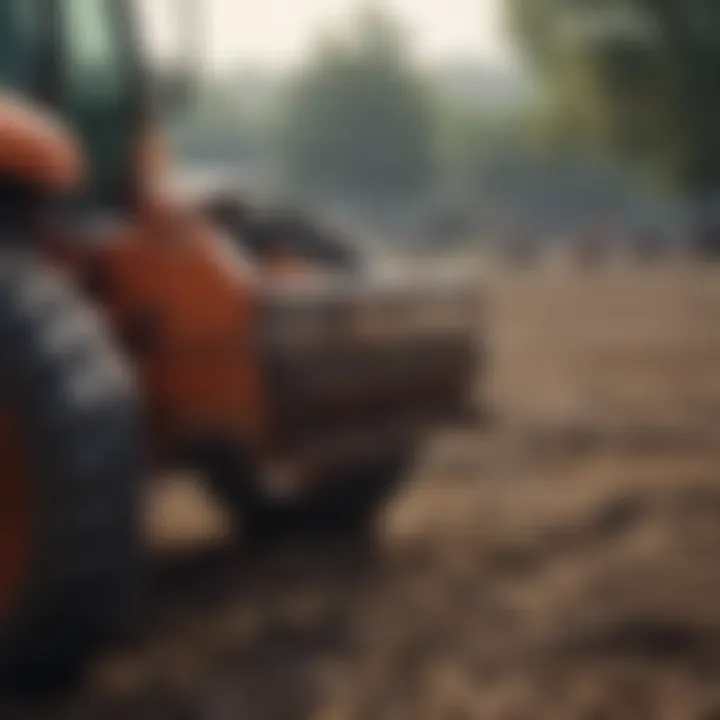 Close-up of a tooth bar attachment on a tractor