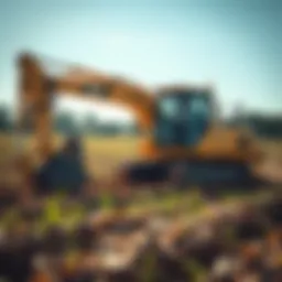 Excavating machinery in agricultural land