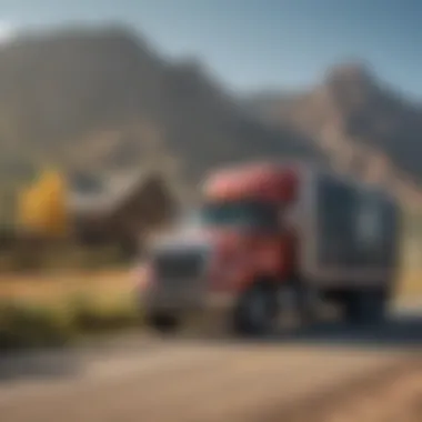 Frontier Movers truck ready for a local move amidst the scenic backdrop of Colorado