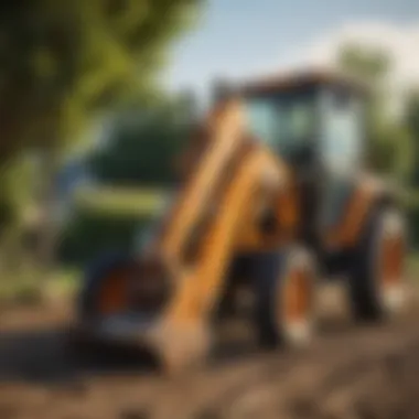 Garden tractor backhoe attachment in action