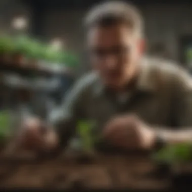 A gardener analyzing nutrient levels in a soil sample