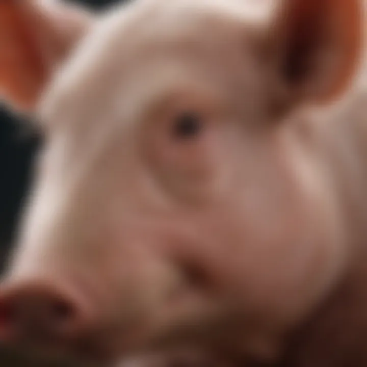 Close-up of unique features of a rare pork breed, highlighting its characteristics