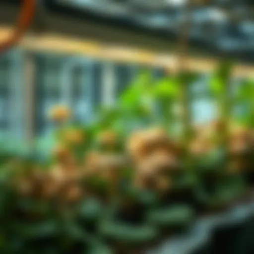 Hydroponic mushroom growing setup with nutrient-rich solution